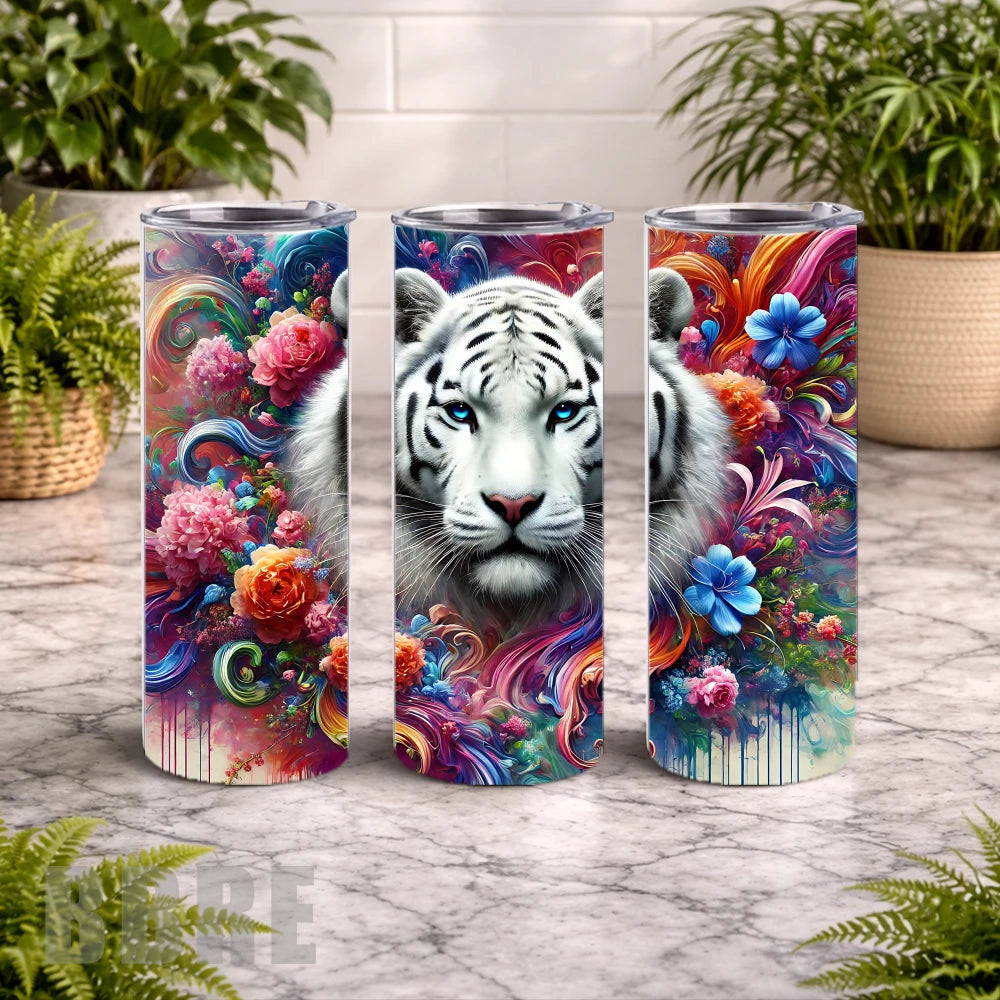 Floral Tiger 2 20 OZ Wrap Mockup
