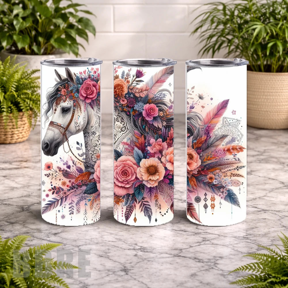 Floral Horse 9 20 OZ Wrap Mockup