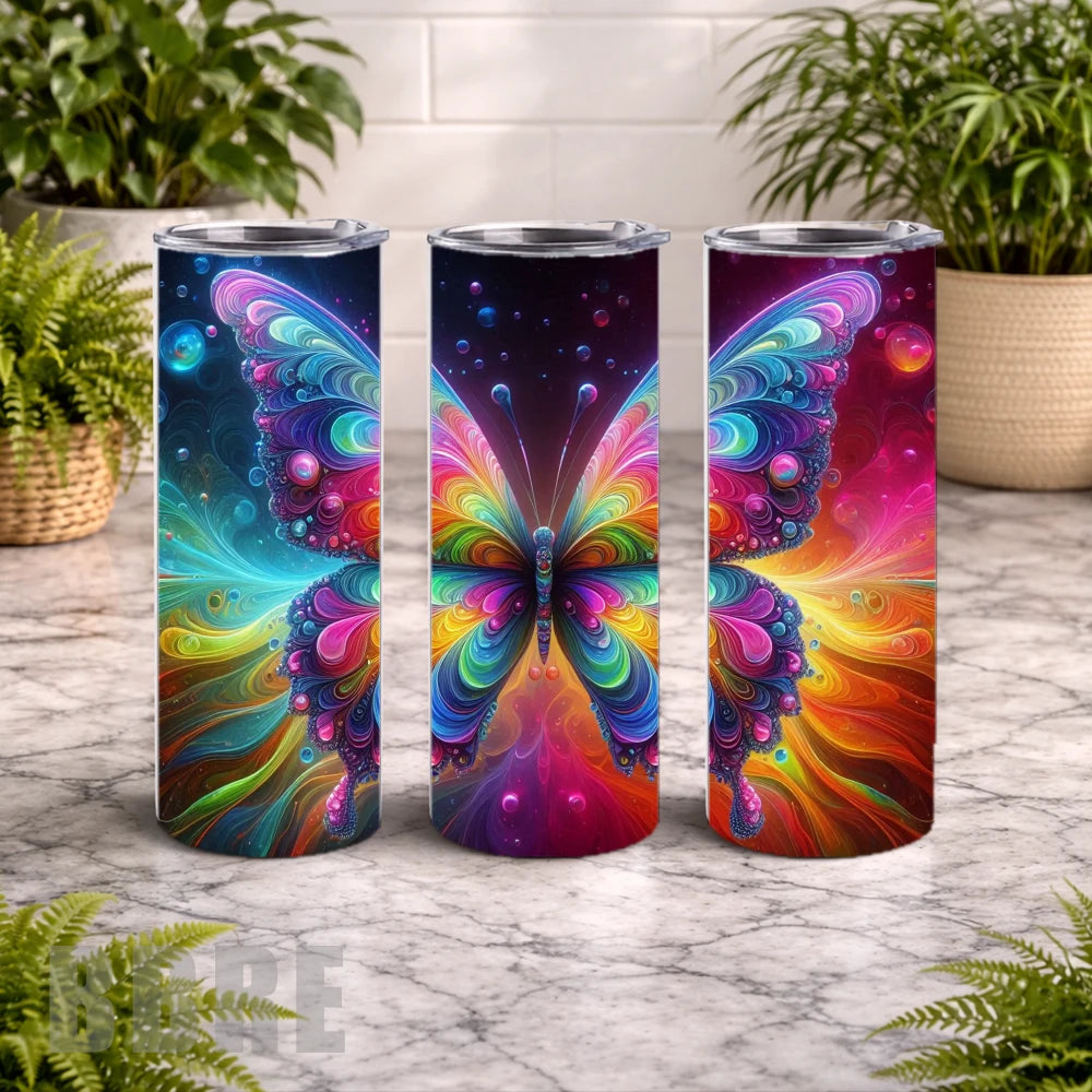 Colorful Butterfly 5 20 OZ Wrap Mockup