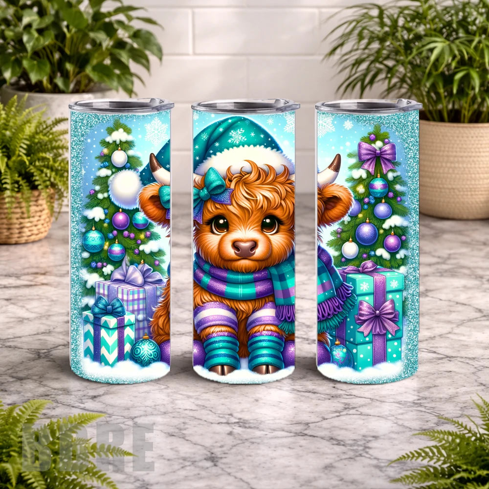 Festive Highland Cow 2 20 OZ Wrap Mockup