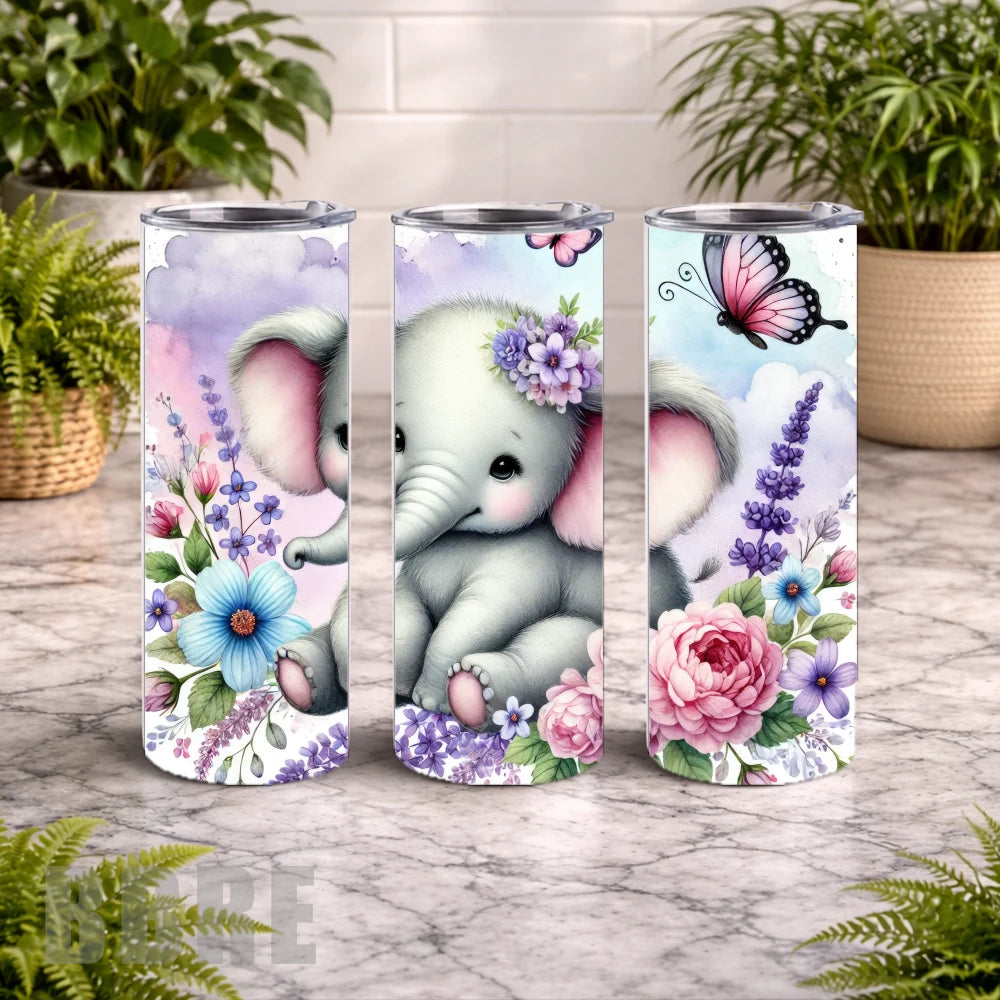 Floral Elephant 5 20 OZ Wrap Mockup
