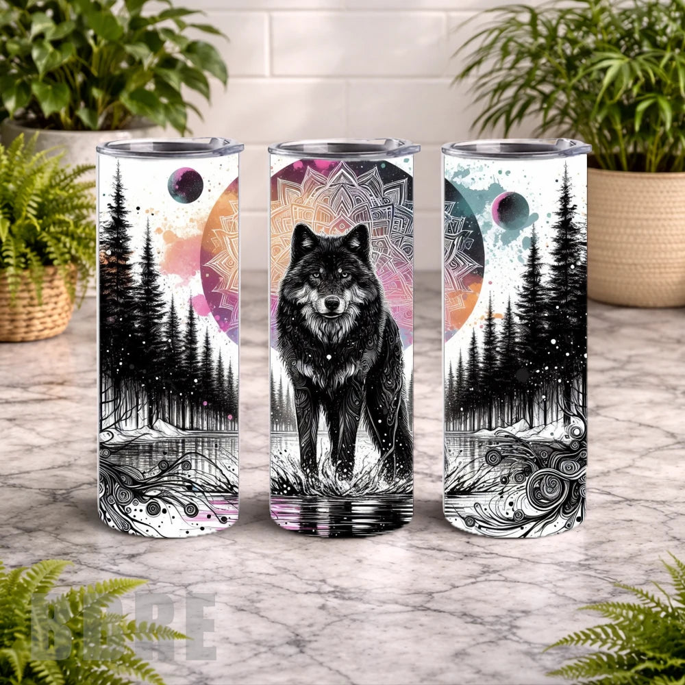 Wolf Mandala 20 OZ Wrap Mockup