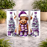Festive Highland Cow 4 20 OZ Wrap Mockup