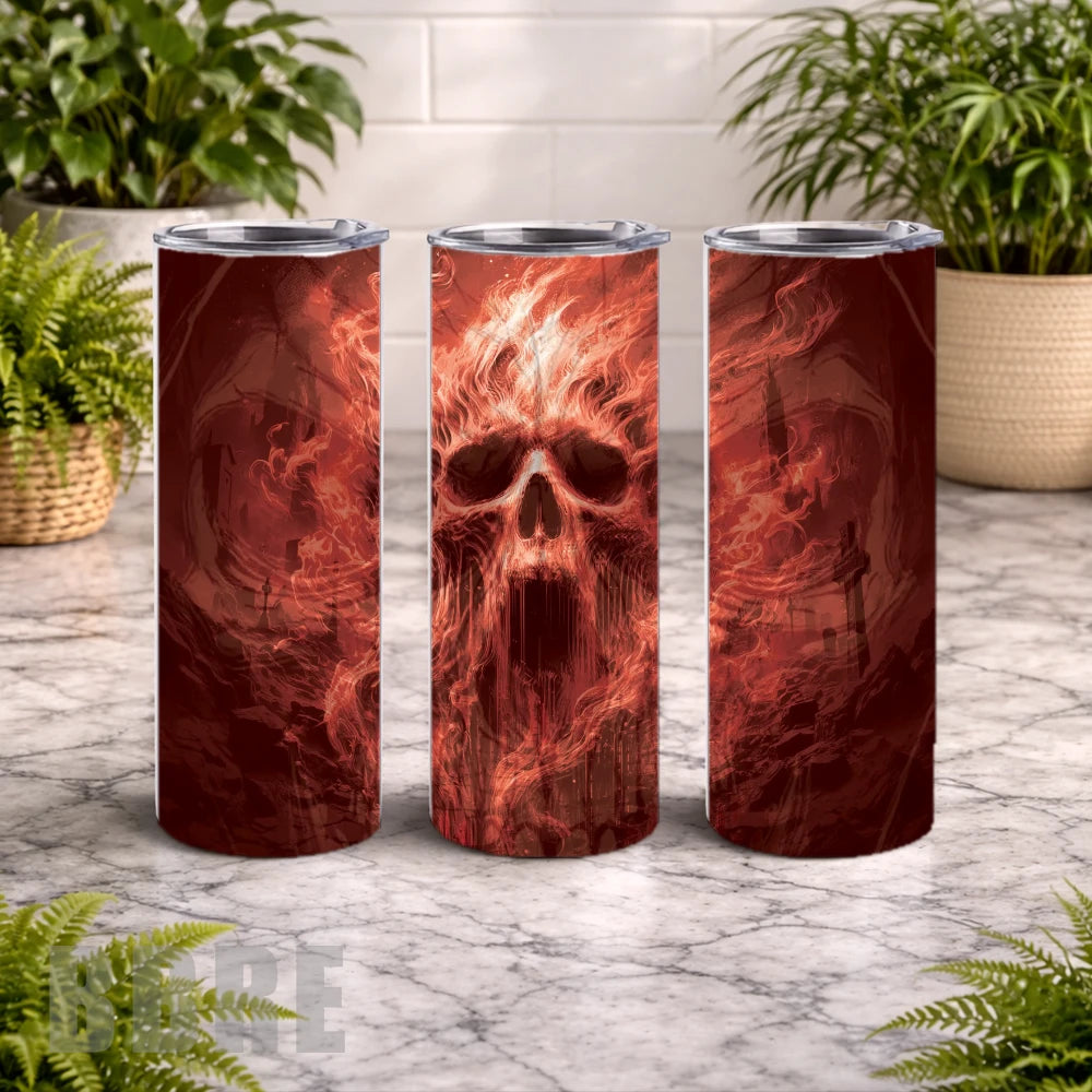 Flaming Skull 3 20 OZ Wrap Mockup