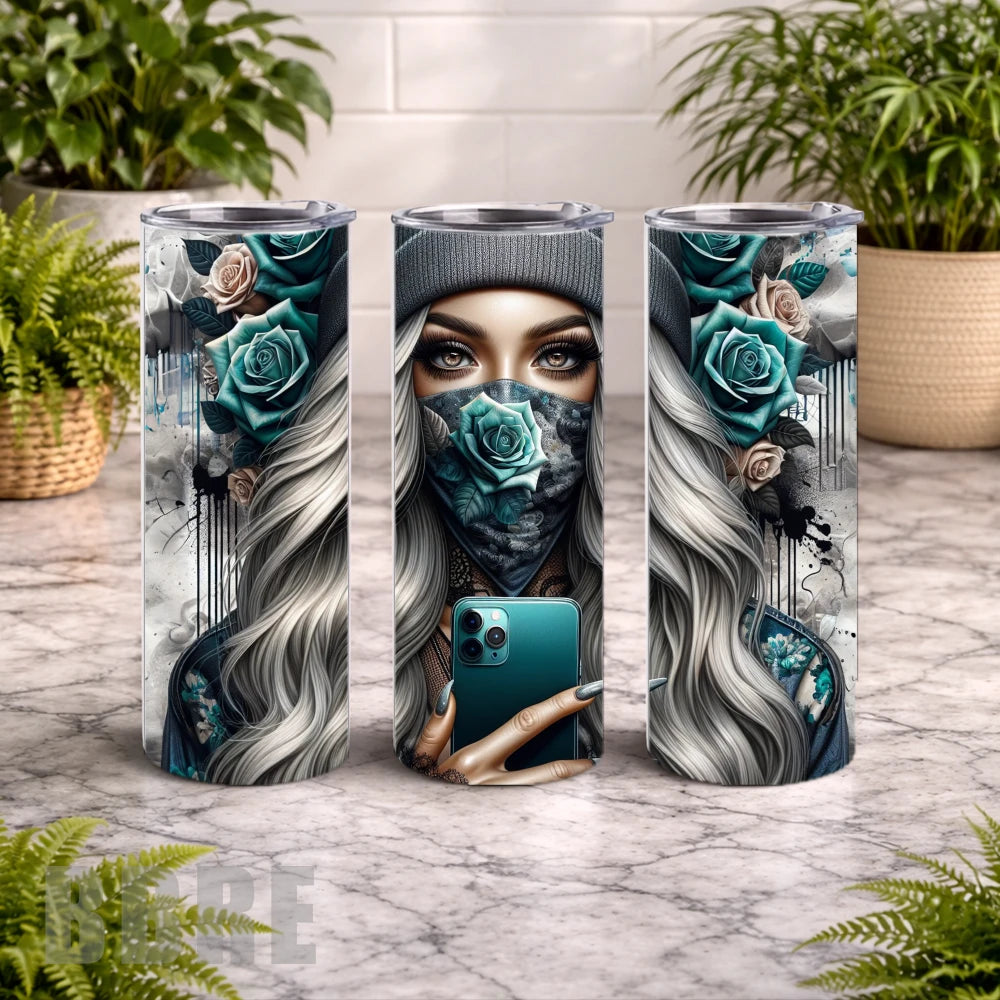 Floral Portrait 20 OZ Wrap Mockup