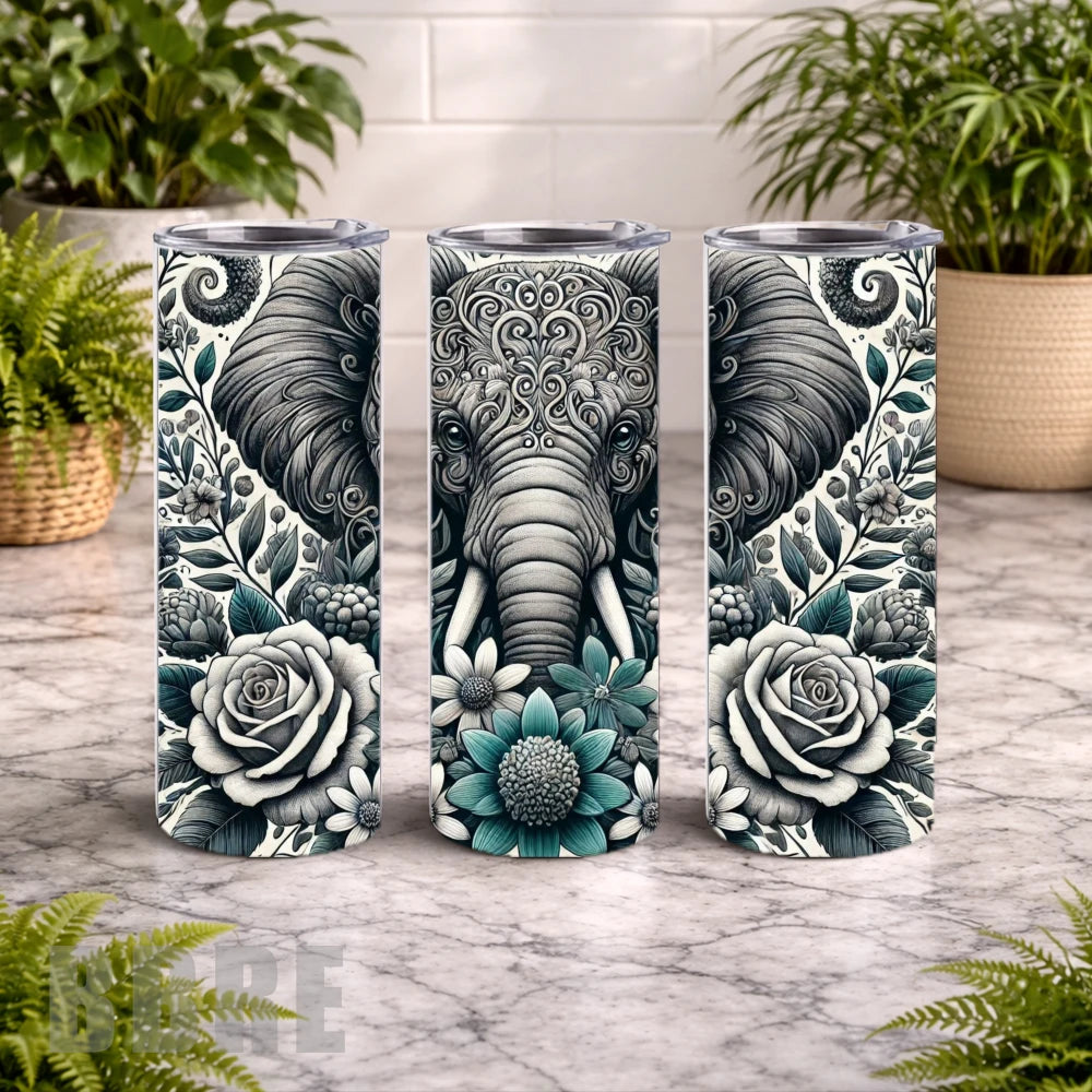 Elephant Floral 4 20 OZ Wrap Mockup