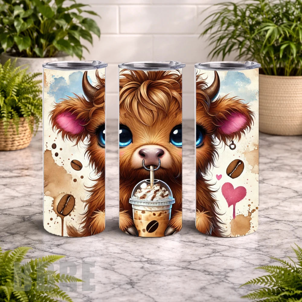 Cute Highland Cow 4 20 OZ Wrap Mockup
