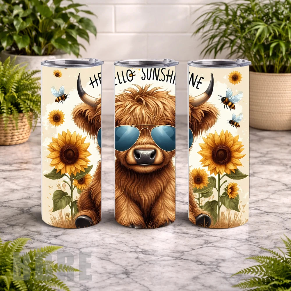 Sunny Highland Cow 20 OZ Wrap Mockup