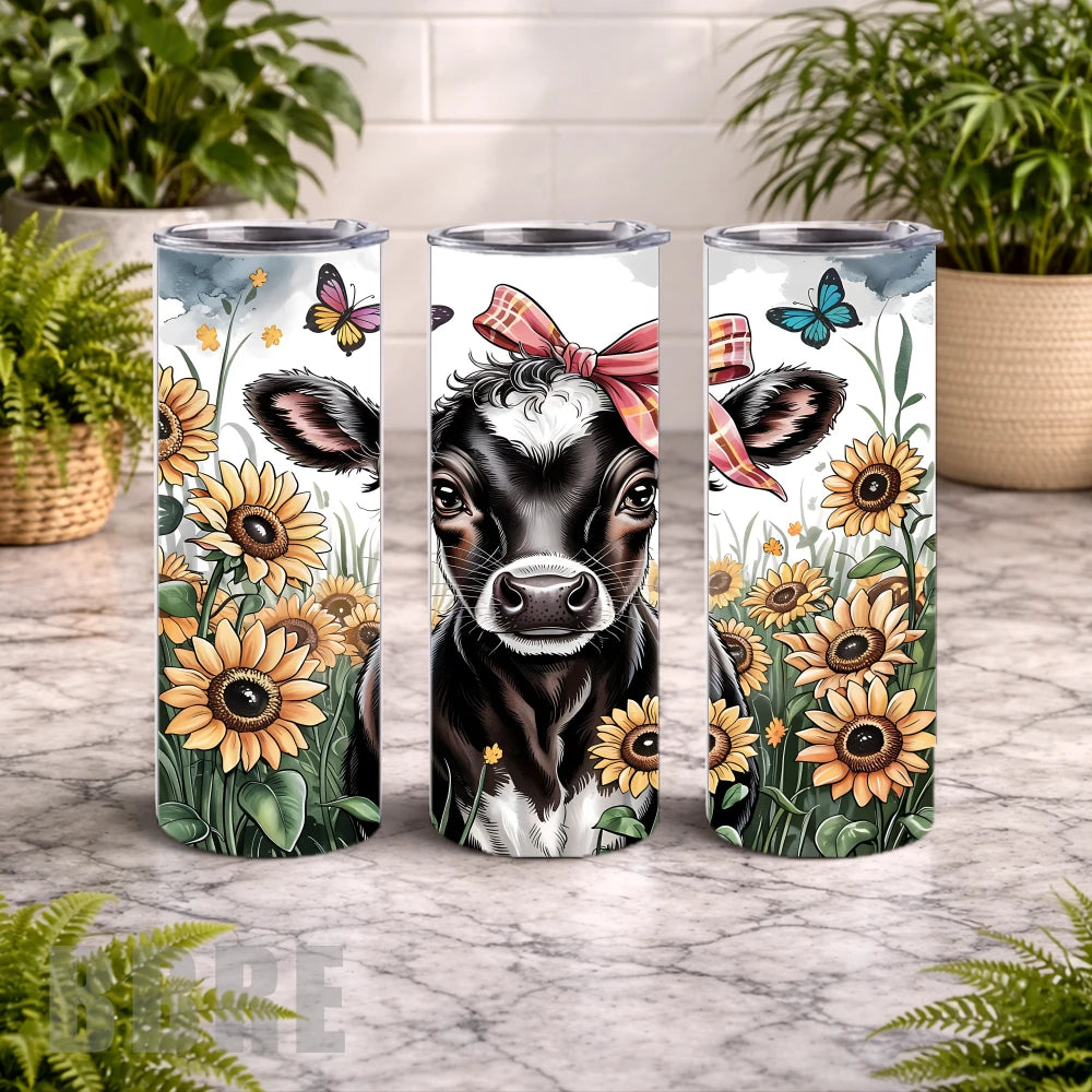 Sunflower Cow 3 20 OZ Wrap Mockup