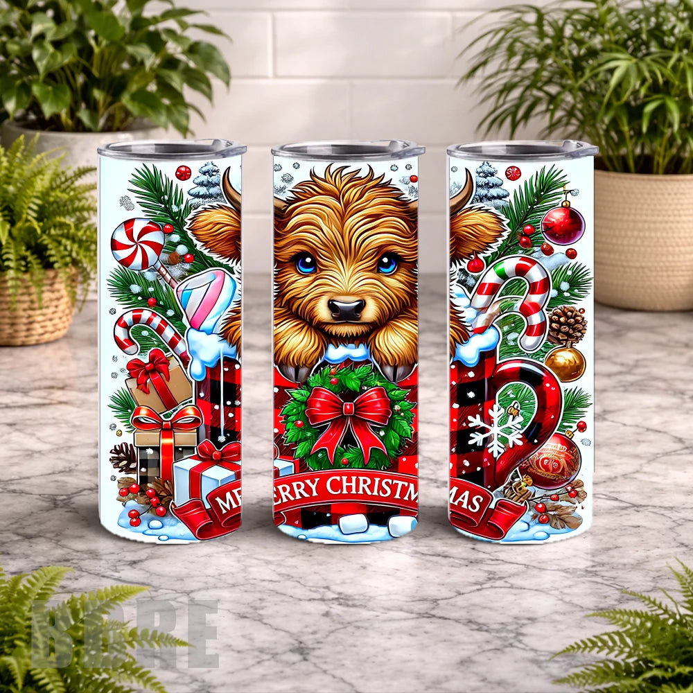 Christmas Highland 20 OZ Wrap Mockup