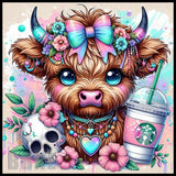 Floral Highland Cow 4 20 OZ Sublimation Wrap