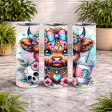Floral Highland Cow 4 20 OZ Wrap Mockup
