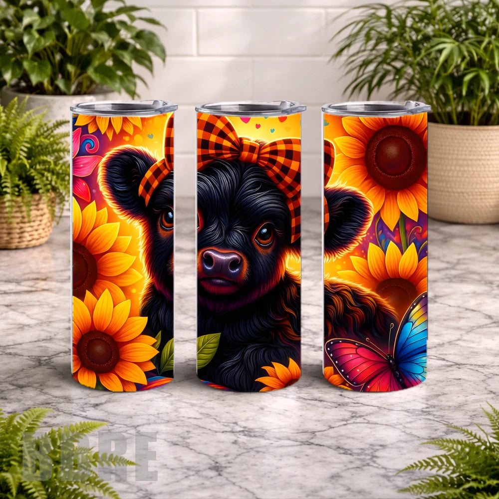 Sunflower Cow 5 20 OZ Wrap Mockup