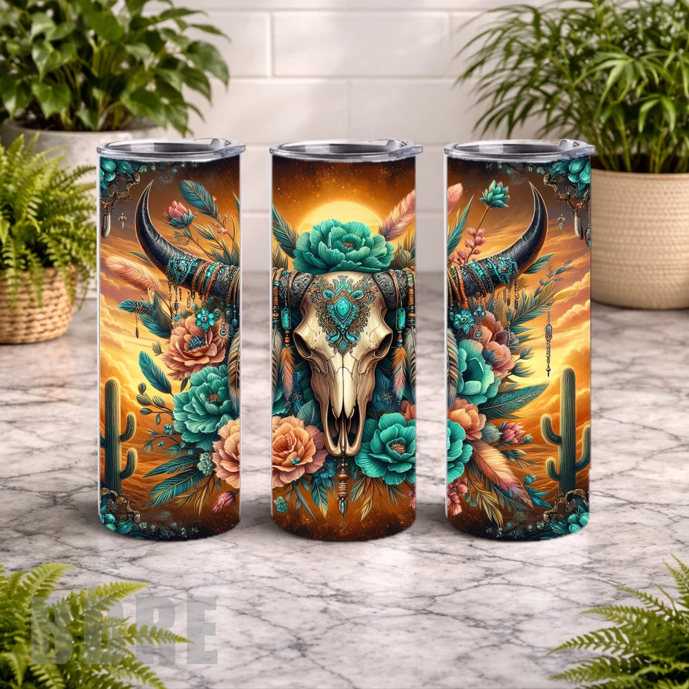 Floral Skull 5 20 OZ Wrap Mockup