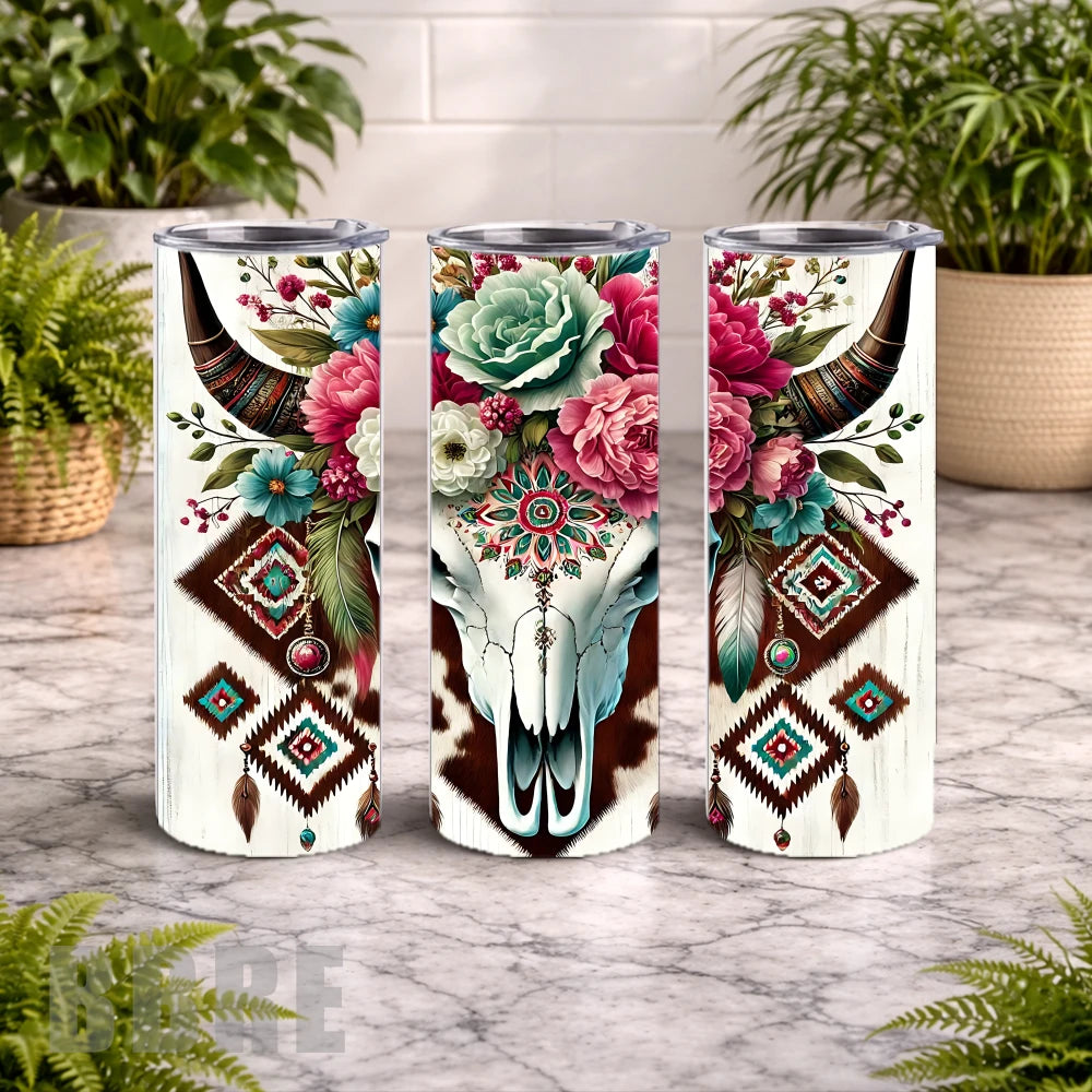 Floral Skull 6 20 OZ Wrap Mockup