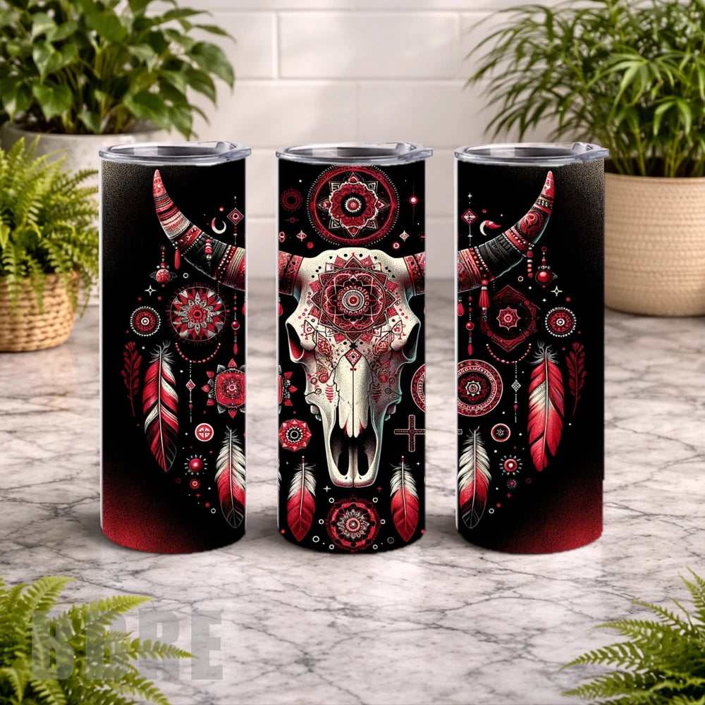 Tribal Skull 4 20 OZ Wrap Mockup