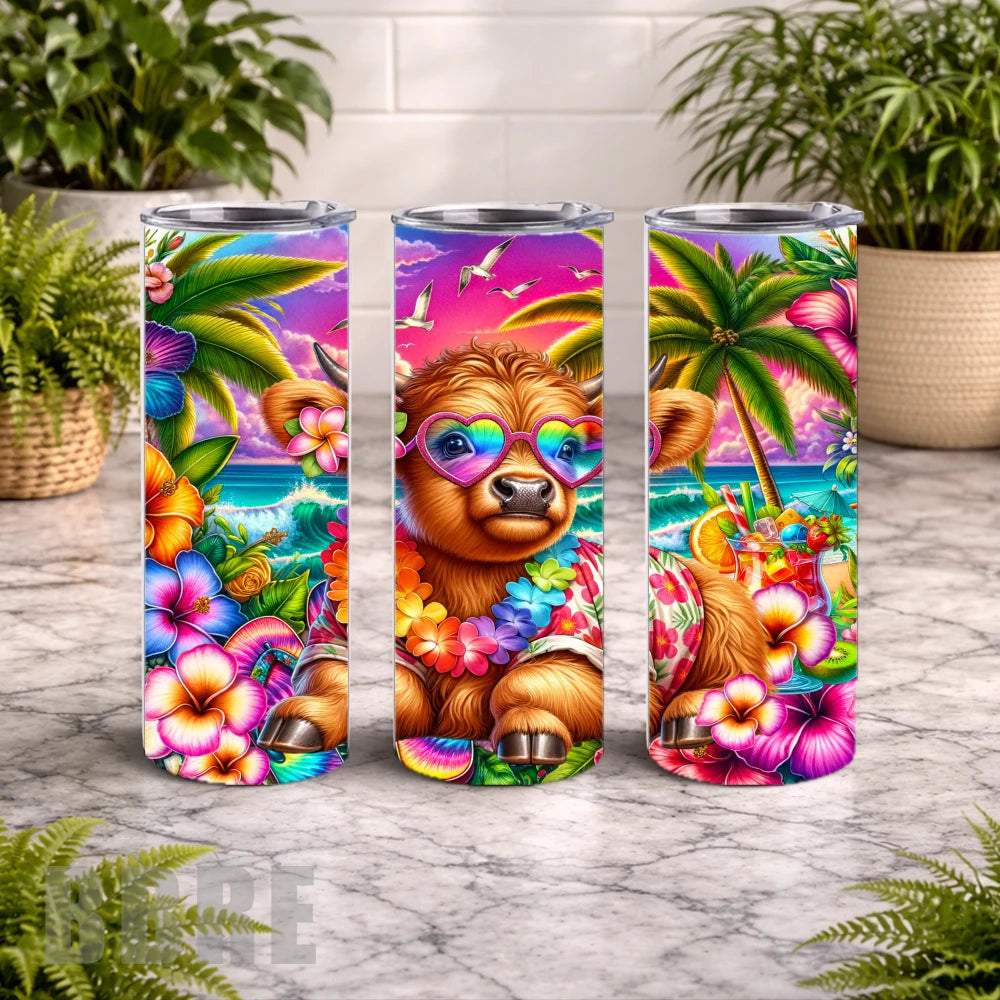 Tropical Cow 20 OZ Wrap Mockup