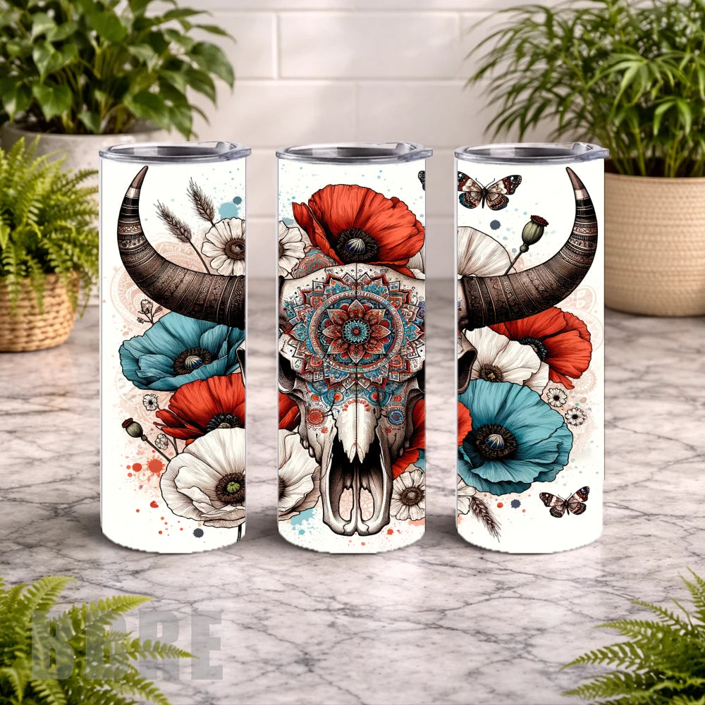 Floral Skull 7 20 OZ Wrap Mockup