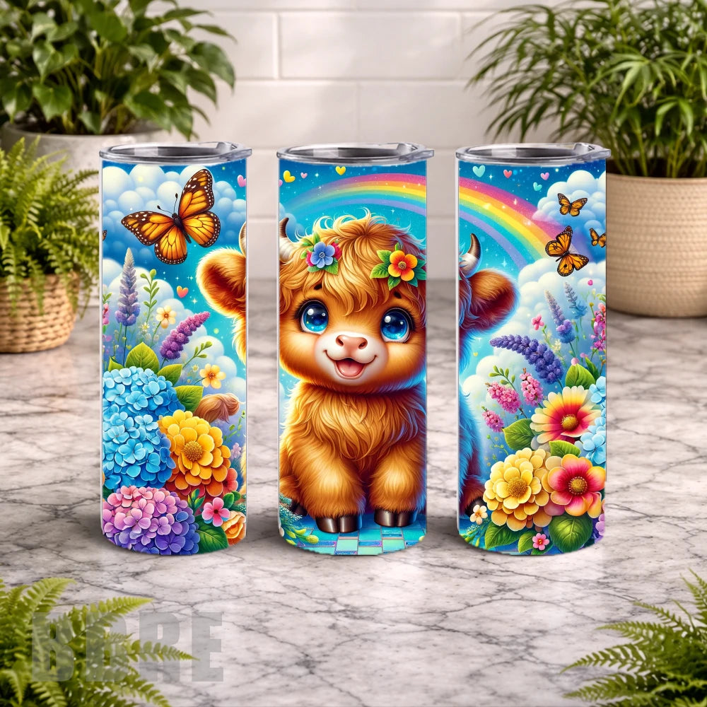 Floral Highland Cow 6 20 OZ Wrap Mockup