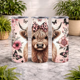 Floral Highland Cow 8 20 OZ Wrap Mockup