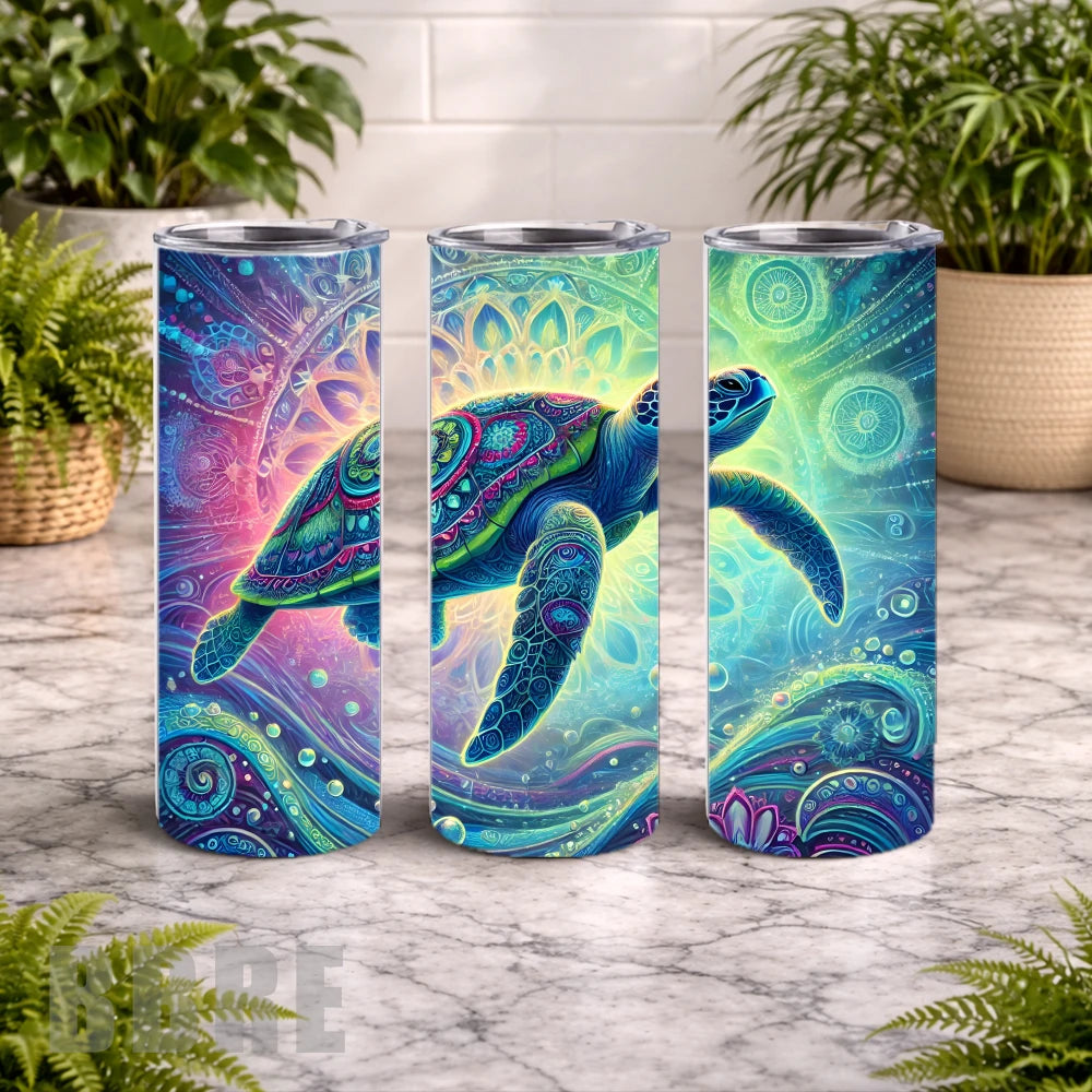 Colorful Sea Turtle 3 20 OZ Wrap Mockup