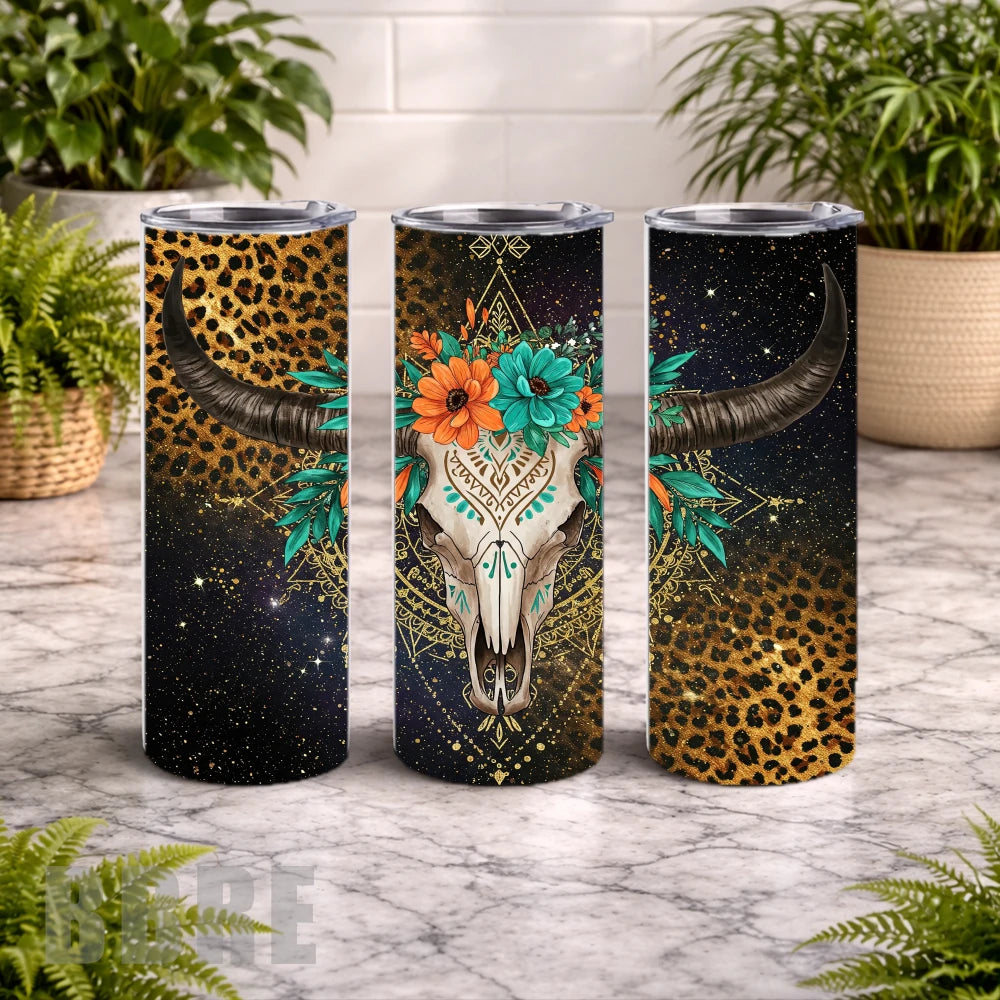 Floral Skull 10 20 OZ Wrap Mockup