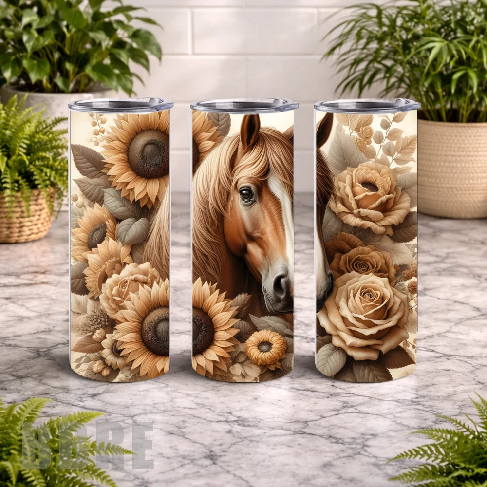 Horse Floral 3 20 OZ Wrap Mockup