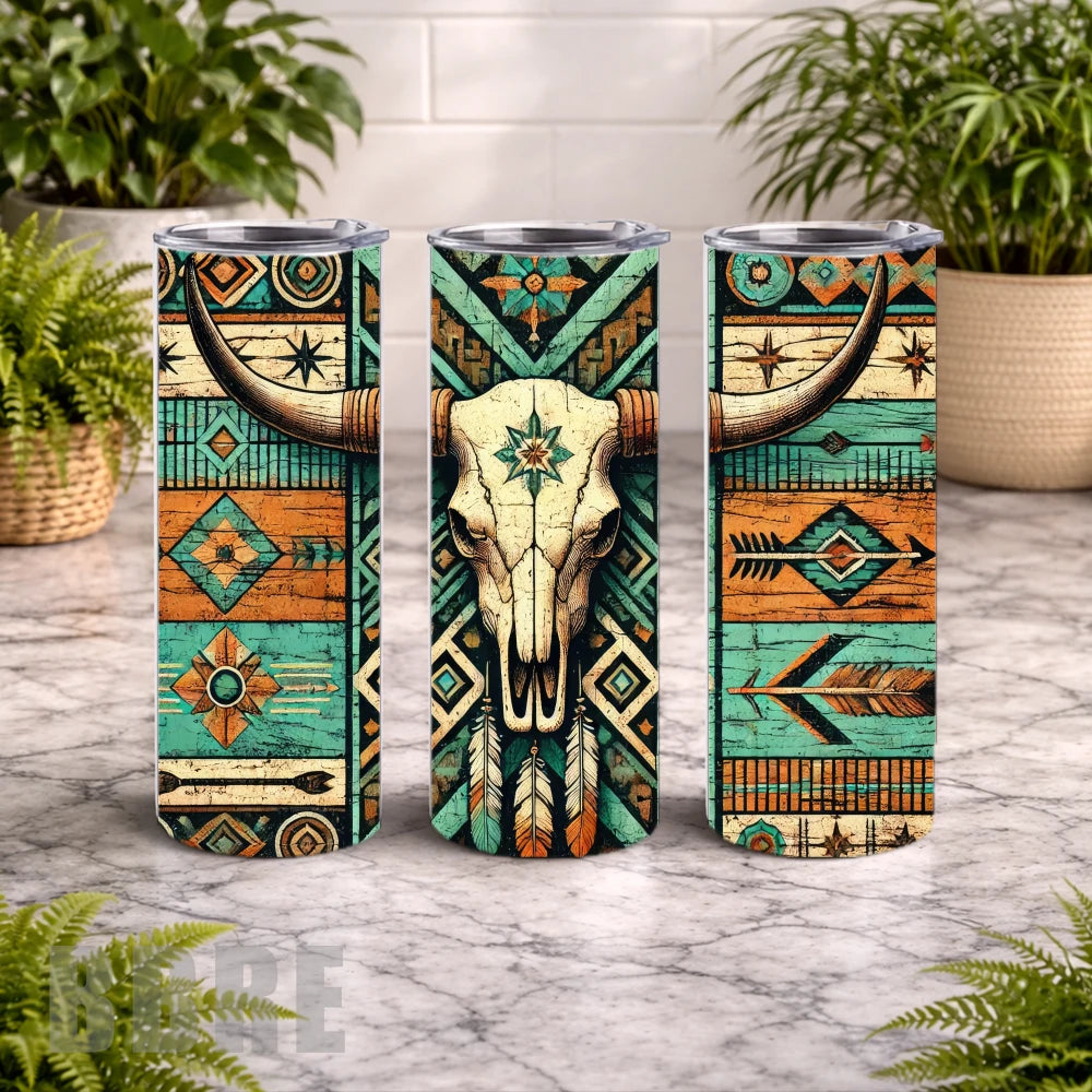Tribal Skull 5 20 OZ Wrap Mockup