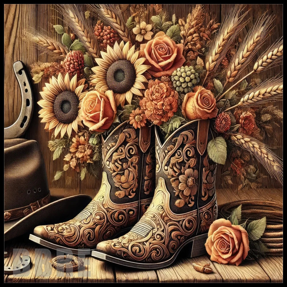 Floral Cowboy Boots 20 OZ Sublimation Wrap