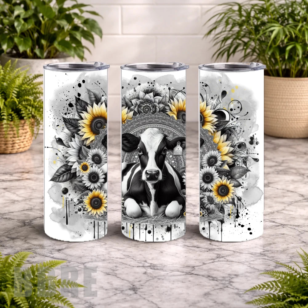 Cow Sunflower 2 20 OZ Wrap Mockup