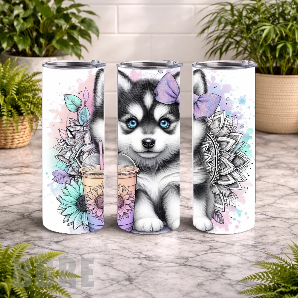 Cute Husky 20 OZ Wrap Mockup