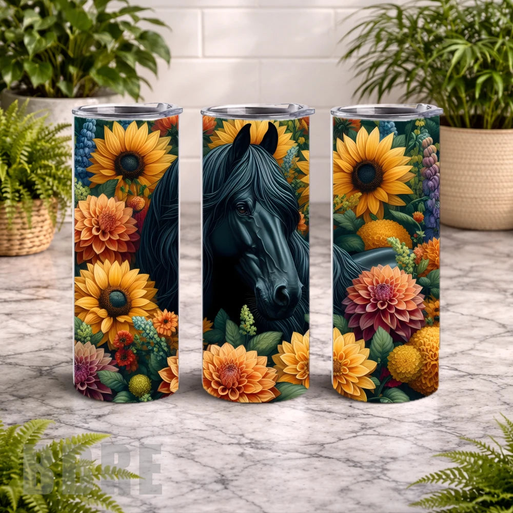 Floral Horse 13 20 OZ Wrap Mockup