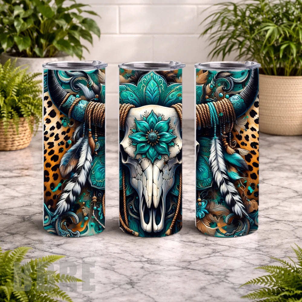 Floral Skull 11 20 OZ Wrap Mockup