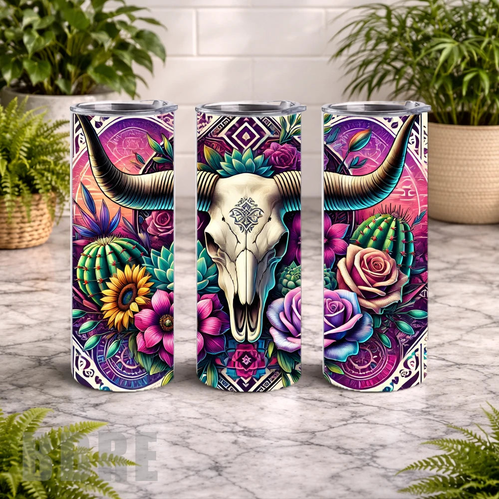Floral Skull 15 20 OZ Wrap Mockup