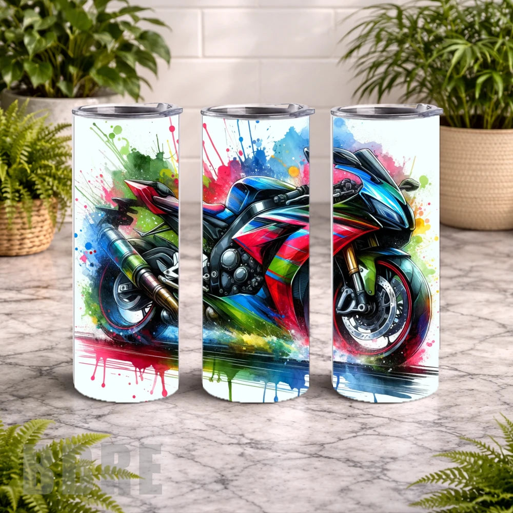 Colorful Motorcycle 20 OZ Wrap Mockup