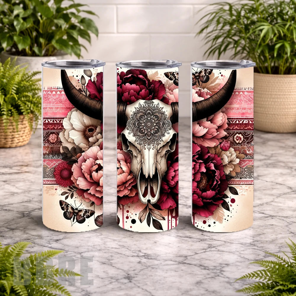 Floral Skull 16 20 OZ Wrap Mockup