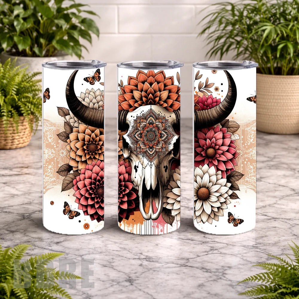 Floral Skull 17 20 OZ Wrap Mockup