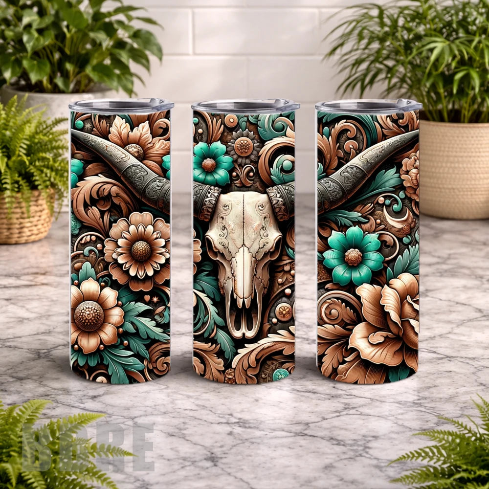 Floral Skull 18 20 OZ Wrap Mockup