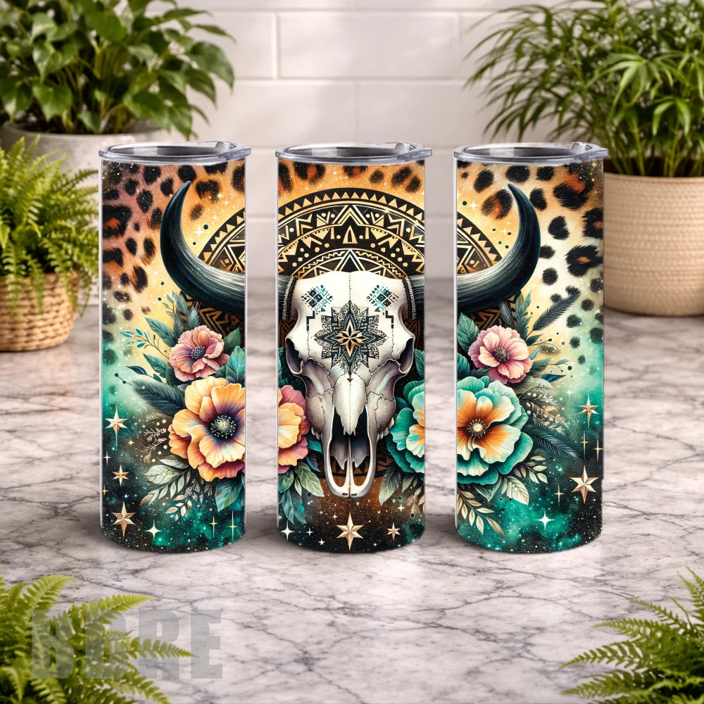 Floral Skull 20 20 OZ Wrap Mockup