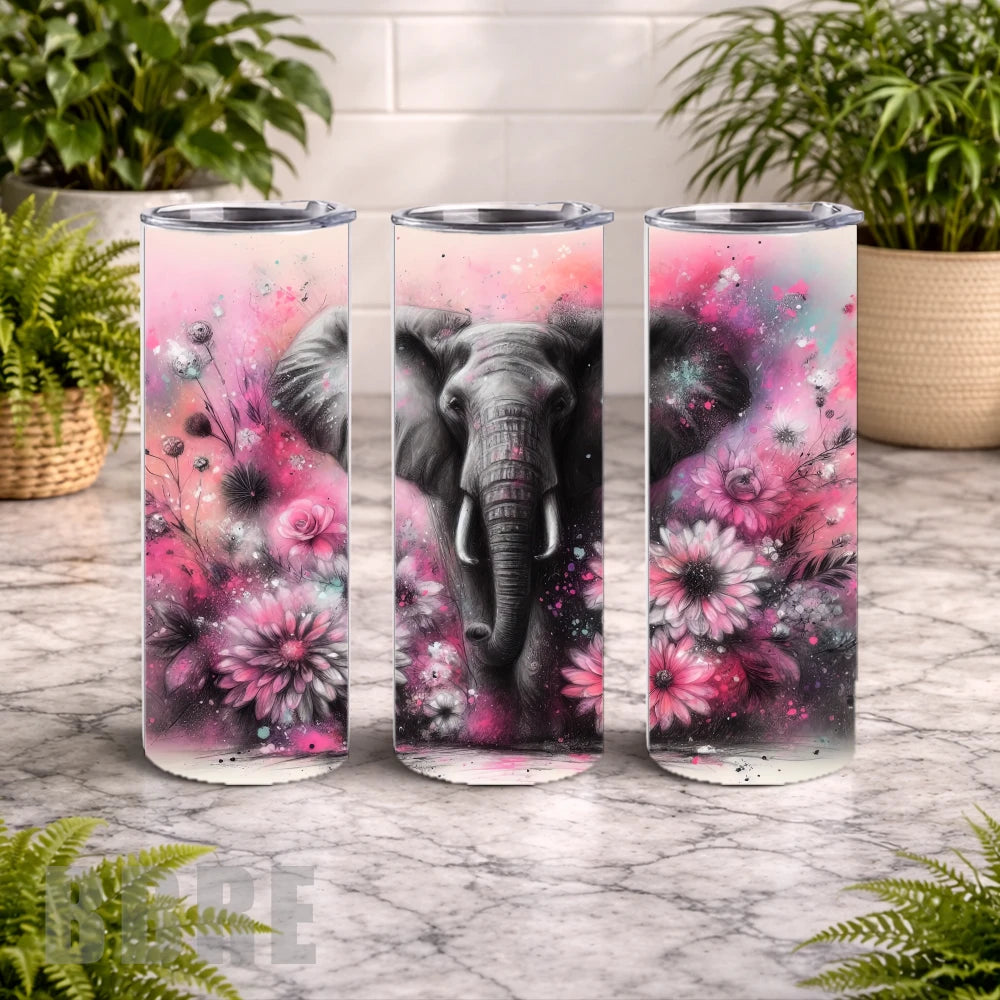 Floral Elephant 6 20 OZ Wrap Mockup