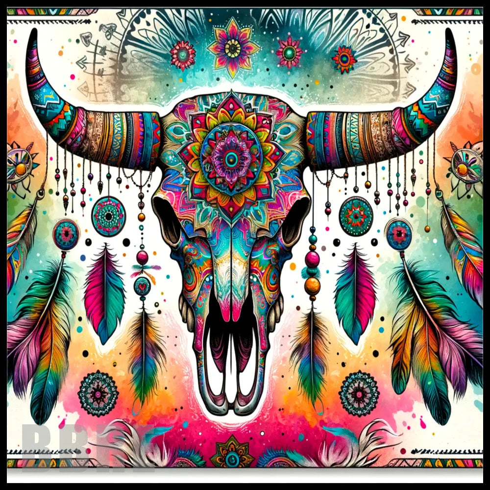 Colorful Bull Skull 20 OZ Sublimation Wrap