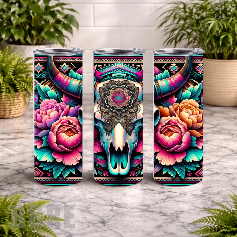 Floral Skull 22 20 OZ Wrap Mockup