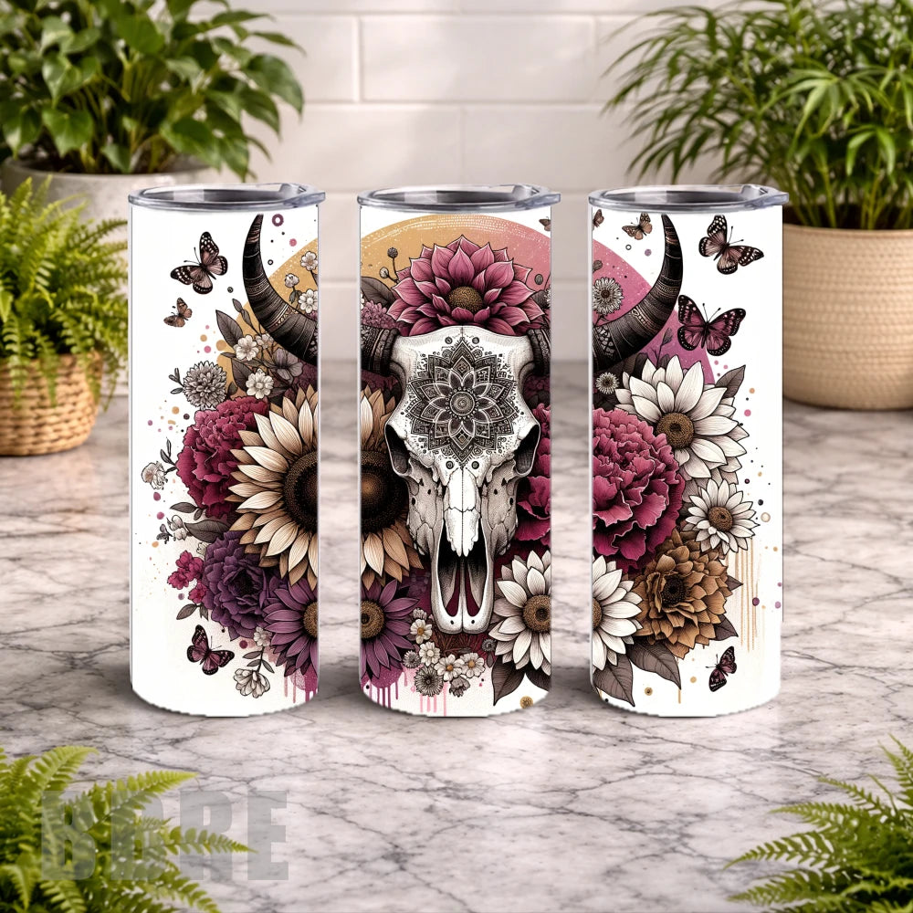 Floral Skull 23 20 OZ Wrap Mockup