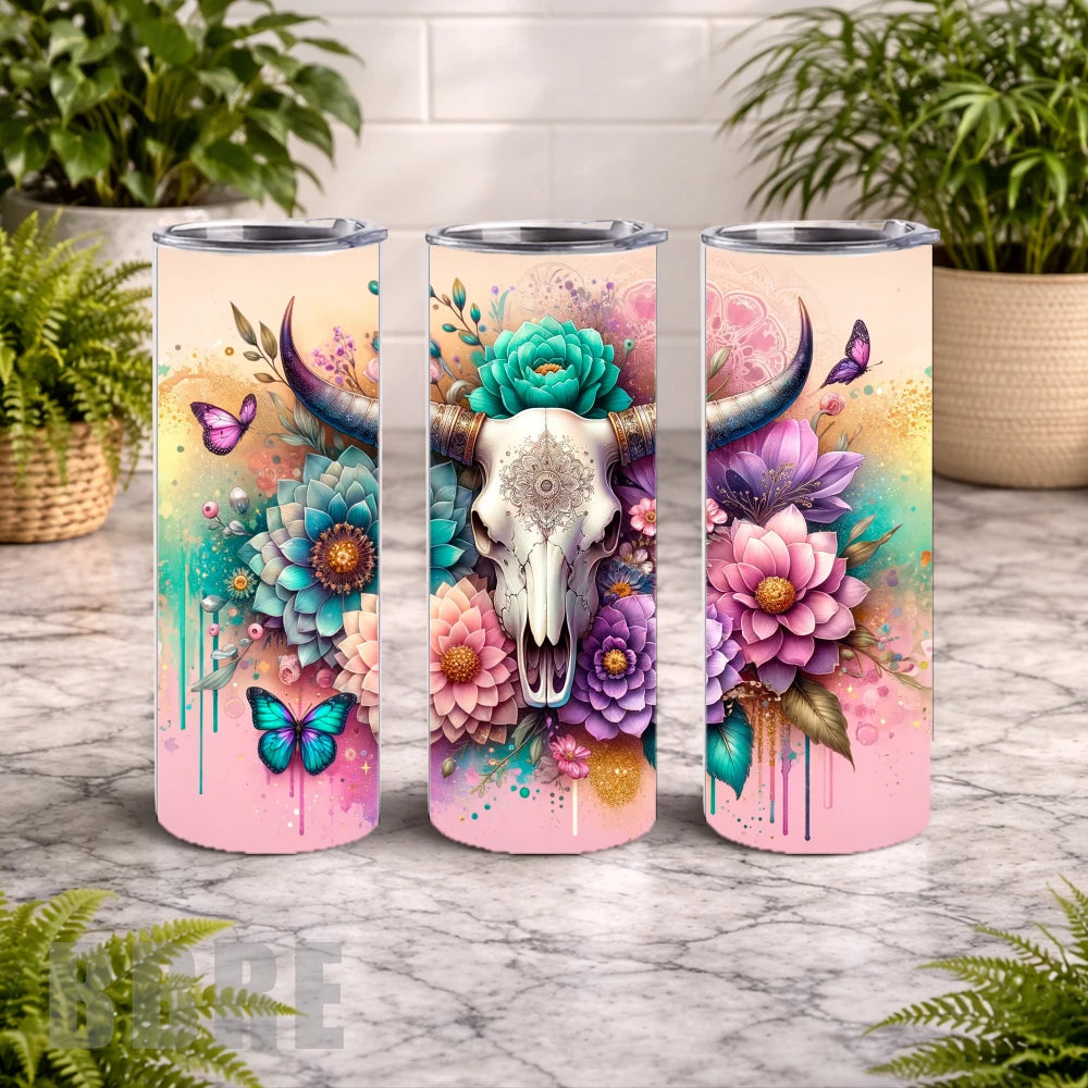 Floral Skull 24 20 OZ Wrap Mockup