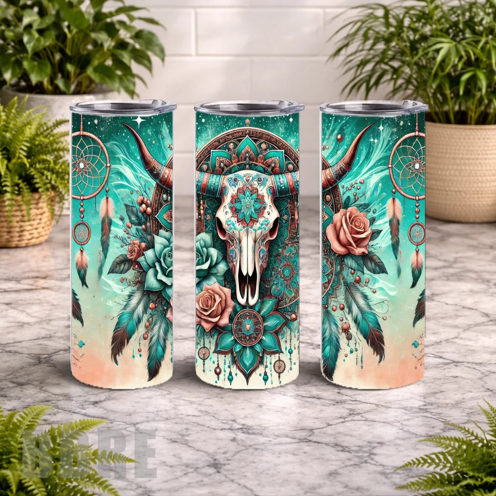 Dreamcatcher Skull 2 20 OZ Wrap Mockup
