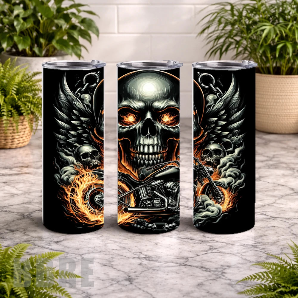 Skull Motorcycle 2 20 OZ Wrap Mockup