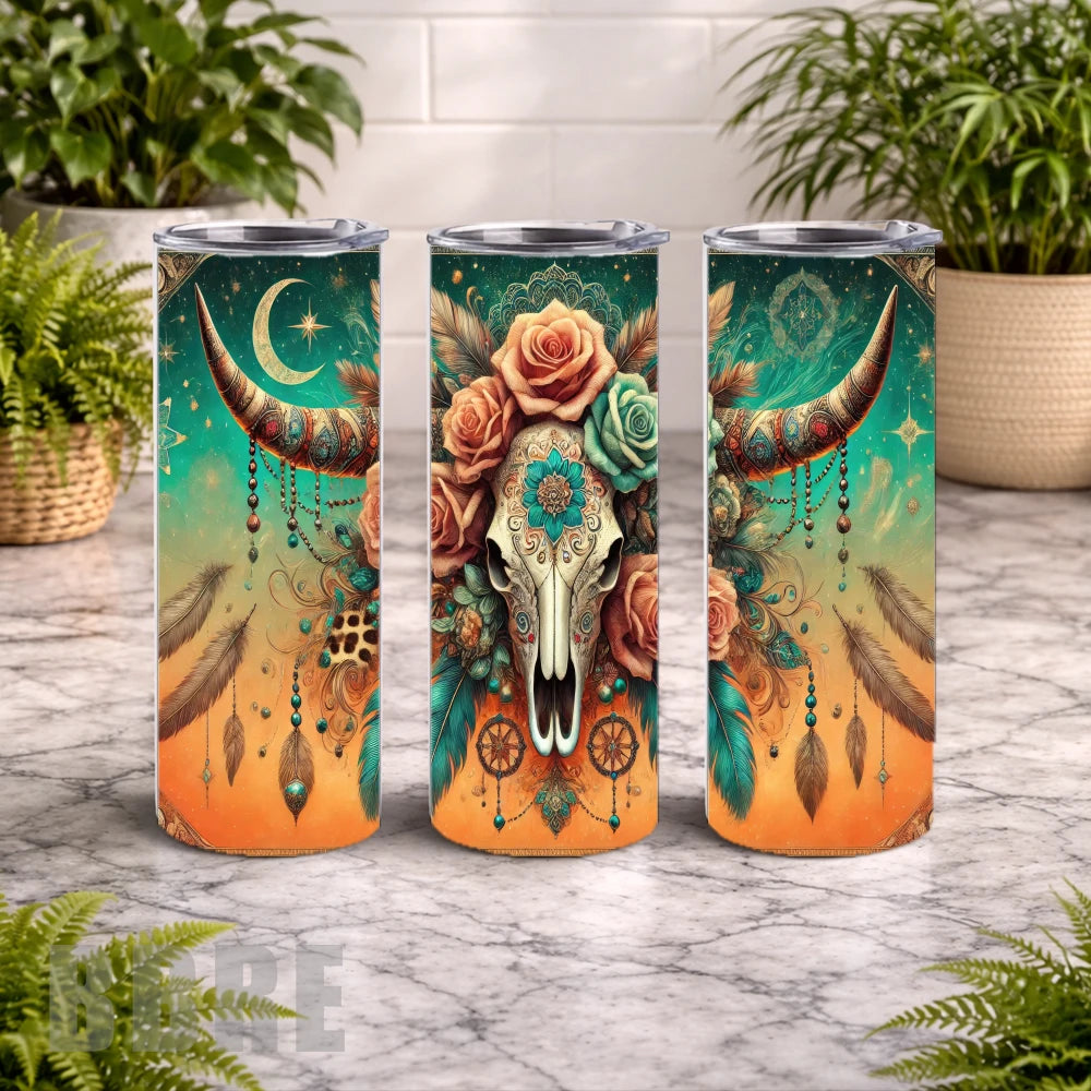 Floral Skull 25 20 OZ Wrap Mockup