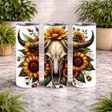 Sunflower Skull 20 OZ Wrap Mockup