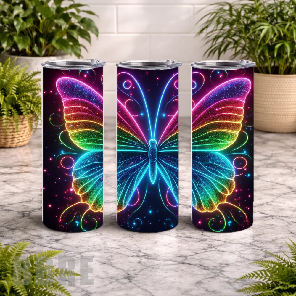 Neon Butterfly 20 OZ Wrap Mockup