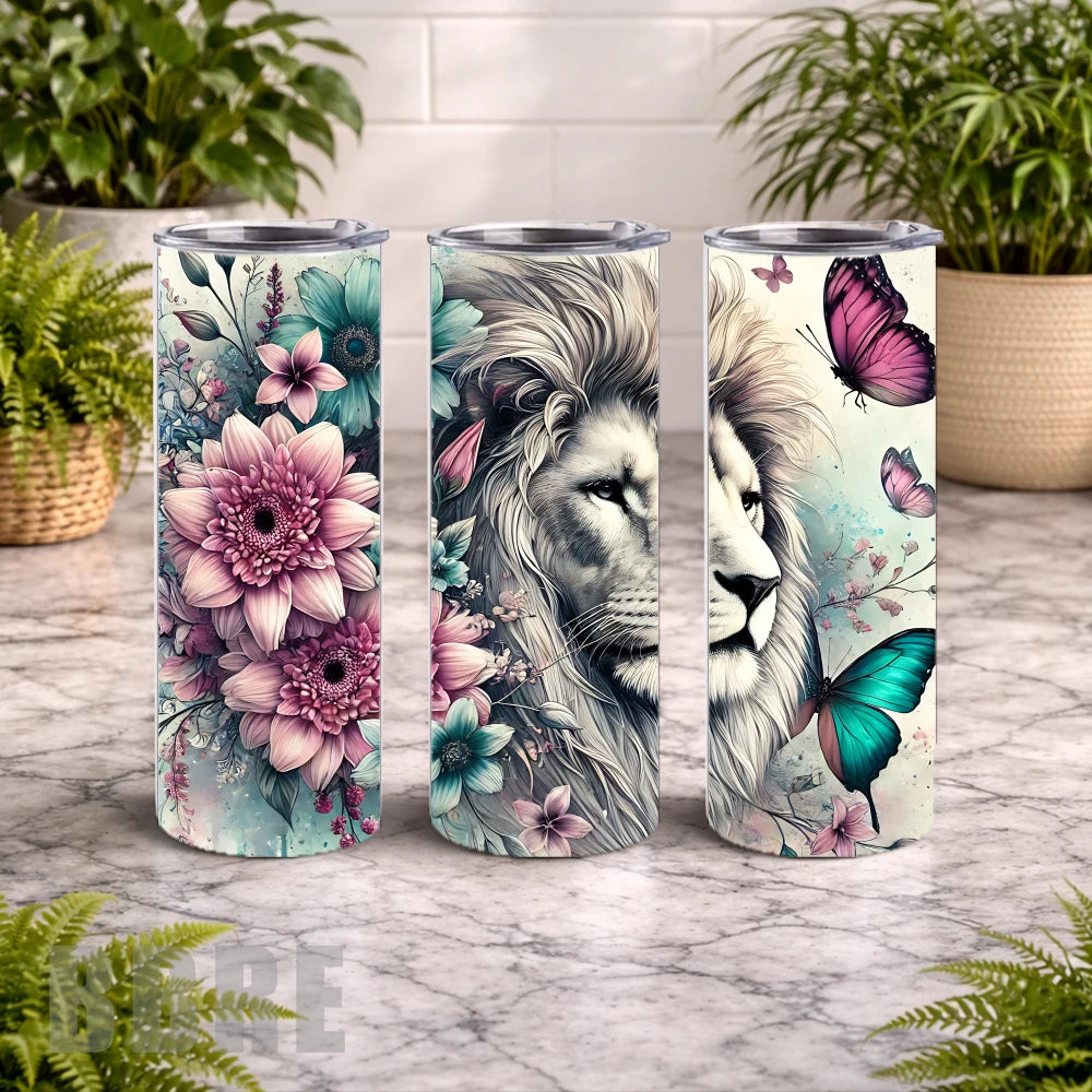 Floral Lion 2 20 OZ Wrap Mockup